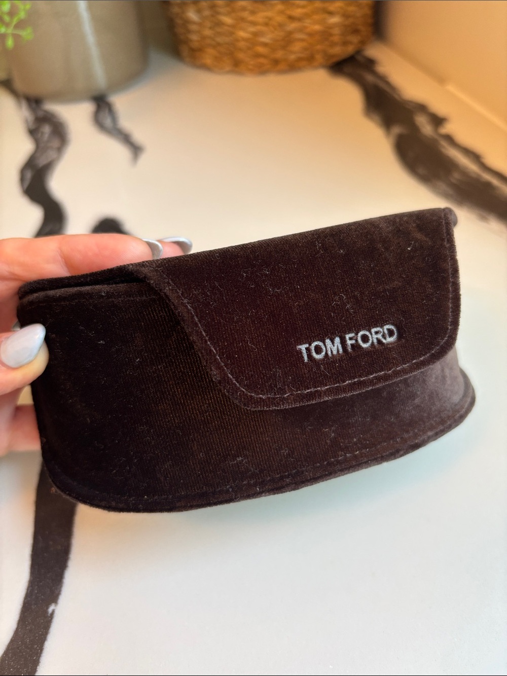 Tom Ford Chocolate Brown Velvet Sunglasses Case